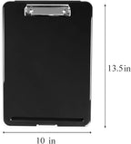 Clipboard with Storage Slim Folding for Nursing, Teachers, Coaches & Office, Plastic Heavy Duty with Pen Holder (9.5” x 13.5”) (Black)
