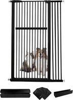 Lumizone Extra Tall Pet Gate 55.12" High Pressure Mounted 38.39"-42.51" Extra Wide (9 Sizes) 1.37" Gap for Cat Dog Stairs Doorway Hallway No Drilling Auto-Close (38.39"-42.51" W, Black)