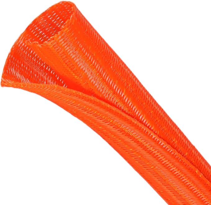 Split Wire Loom Tubing, Cable Protector Sleeve, Braided Cable Management for TV/Computer/Home Theater/Engine Bay, Cord Protectors from Pets No Chew (Orange, 1"-25ft)