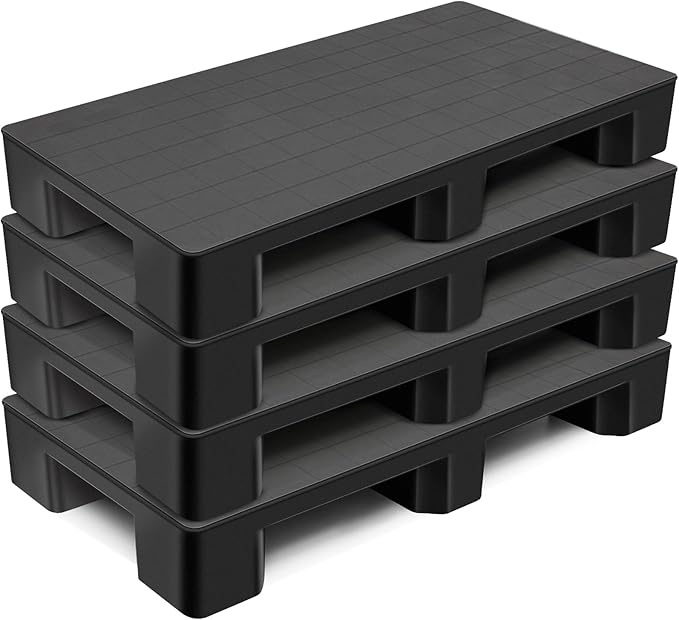 1 Pcs Plastic Pallet for Basement Storage Easy Stack Lightweight Floor Pallet Display Flooring Room Supermarket Christmas, Support up to 2000 Lbs (40'' L X 20'' W X 5.5'' H,Black)