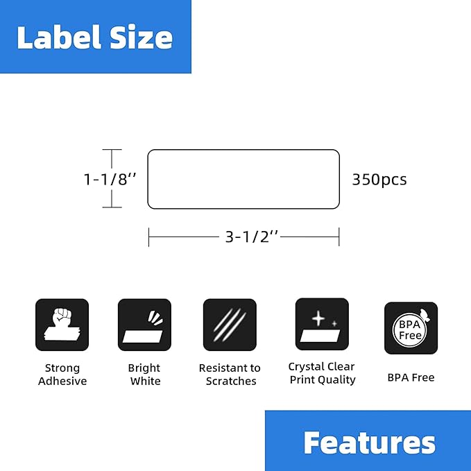 Compatible Direct Thermal Labels Replacement for Dymo 30252 (1-1/8" x 3-1/2") 24 Rolls Return Address & Barcode Labels - Use with Labelwriter 450, 450 Turbo, 4XL Printers - 350 Labels/Roll