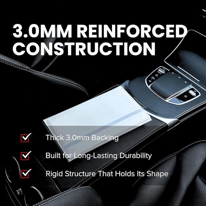 LINTRU Car Registration and Insurance Holder Trifold, Oversized Fit with Reinforced Construction, Matte PU Leather Vehicle Glove Box Organizer for Documents, Car Accessories for Men and Women