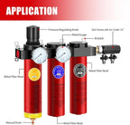 NANPU Z Series 3-Stage Air Filtration System - Sintered, Fine, & Charcoal Filters, 1/2" NPT Inlet, 1/4" NPT Outlet Module, 0-230 psi Gauge, 127 CFM @ 6 bar, Metal Housing, Heat Resistant to 248°F