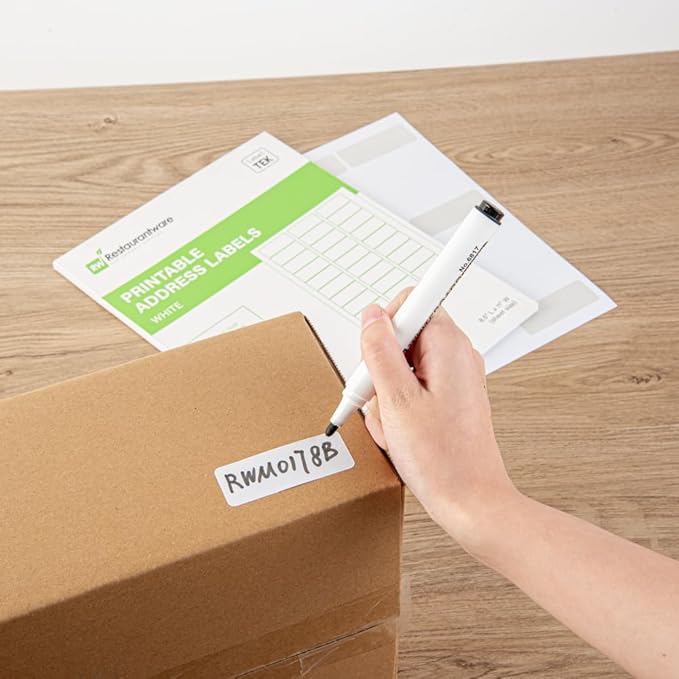 Restaurantware Label Tek 2.6 x 1 Inch Packaging Stickers 750 Premium Shipping Labels - Printable Address Sustainable White Paper Inventory Stickers High-Visibility with Strong Adhesives