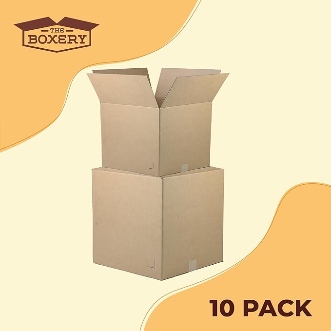 The Boxery Moving Boxes 10-Pack X-Large | 22x22x22 inch Brown/Kraft Corrugated Cardboard Packing, Moving & Storage for Business/Home – Durable - Eco-Friendly, Recyclable - Made in the USA