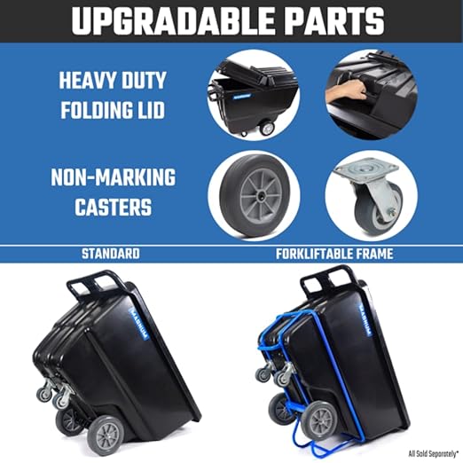 Tilt Truck, 1/2 Cu. Yd. Capacity Dump Cart with Heavy Duty 12” Wheels & 5” Casters & Forklift-able Frame for Jobsites, 850 lbs, Trash Cart with Wheels DUC12T-F-03PK (3-Pack)