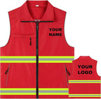 YOWESHOP Lightweight Zip-Up Safety Vest with Pockets for Outdoor Activities,Custom Logo Sleeveless Windbreaker