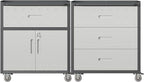 Metal Tool Cabinet,Garage Storage Cabinet System,Wall Cabinet & Locking Rolling Tool Cabinet with Doors and Adjustable Shelves,Steel Tool Cabinets for Home (2 Pcs-StyleE, Black & Grey)