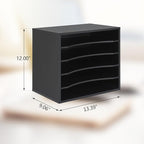 EMERIT 4-Tier Adjustable Paper Organizer, Large Capacity Book Shelf for Textbooks/Magazines/Office Files, Wooden Dividers, 7 lbs per Shelf, Black