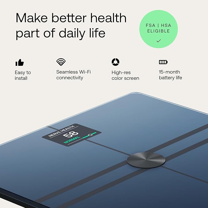 WITHINGS Body Comp - Scale for Body Weight and Complete Body Analysis, Wi-Fi & Bluetooth, Baby Digital Scale, Accurate Visceral Fat, Heart Health, Scales Compatible with Apple