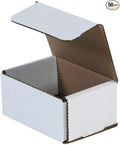 Secure Seal Shipping Boxes - 4x3x2" Mailers - White Foldable Corrugated Cardboard Packaging for Mailing, Moving, Storage, and Organizing - Strong Lightweight Foldable (Bulk 50 Pack)