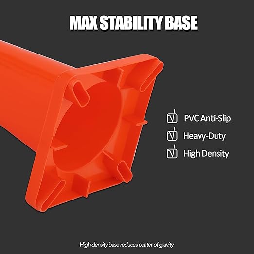 20 Pack Traffic Safety Cones 18 Inch, PVC Orange Safety Cones with Reflective Collars and Weighted Base for Traffic Control, Construction Events, Driveways, and Parking Lots