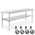 GRIDMANN NSF Stainless Steel Work & Prep Table 60 x 30 Inches with Caster Wheels and Under Shelf for Restaurant, Home, Hotel