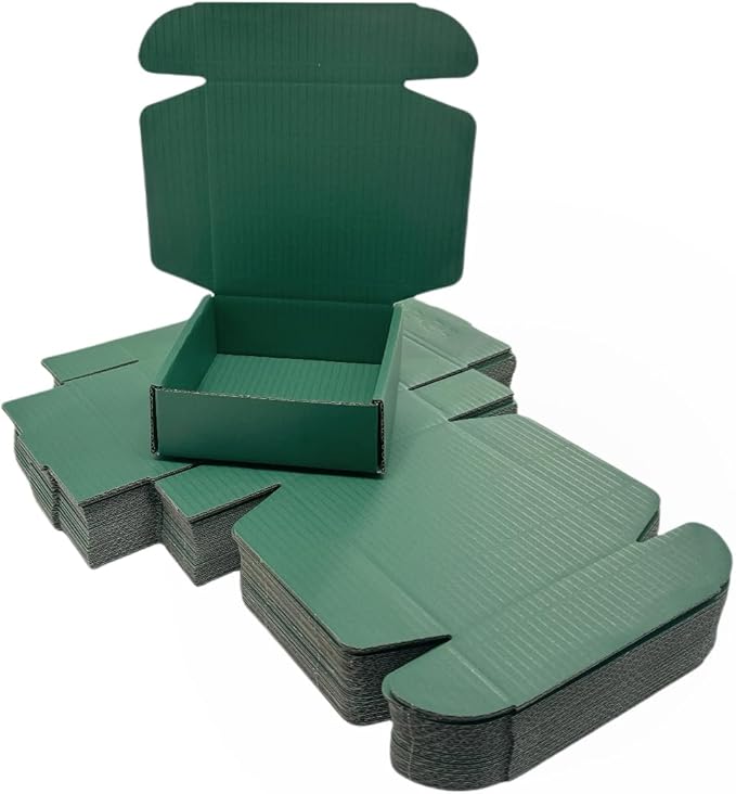 15 Pcs 6 x 6 x 2 inches Corrugated Cardboard Gift Boxes Recyclable Shipping Boxes for Mailing & Holidays, Wedding, Birthday, Gifts Packaging (Hunter Green, 6 x 6 x 2")