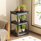 Storage Shelves, Garage Metal Shelving Unit, Adjustable, Double-Layer Column with Reinforced Ribs, Heavy-Duty, Capable of Bearing 600-3600 lbs (Black, 32 * 16 * 12, 3-Tier)