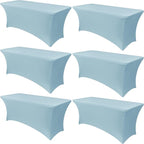 Obstal 6 Pack Spandex Stretch Table Covers for 6 Foot Tables - 6 FT Rectangular Fitted Tablecloth Protector for Wedding, Banquet, Party (Dusty Blue, 72'' Length x 30'' Width x 30'' Height)