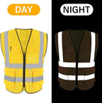 HYCOPROT High Visibility Mesh Safety Reflective Vest with Pockets and Zipper, Meets ANSI/ISEA Standards