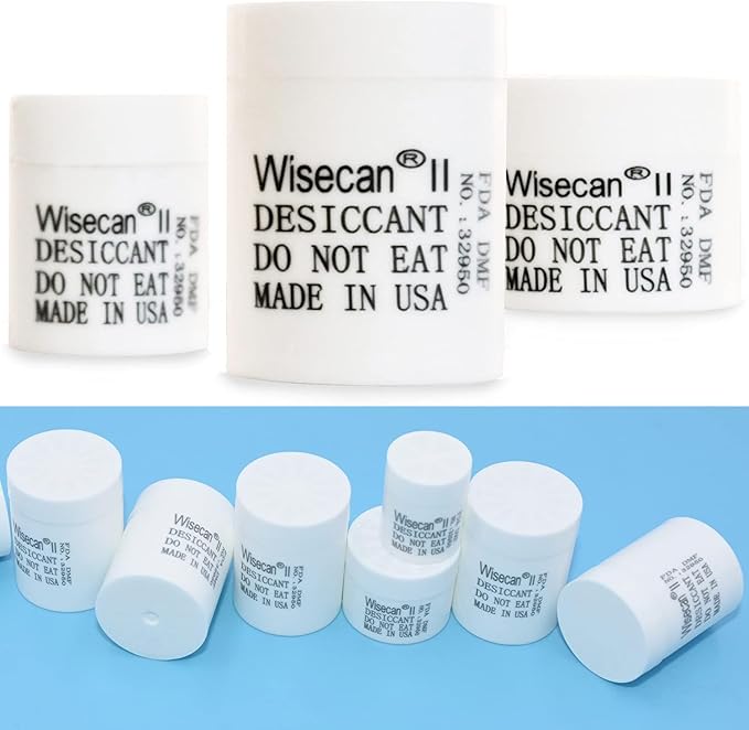 2 Gram 2500 Pack Silica Gel Canister, Desiccant Canister, Silica Gel Capsules, Desiccant Capsules, Moisture Absorbers for Food Storage, Food Safe Dehumidifiers Wisecan
