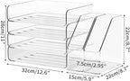 4-Tier Clear Acrylic Paper Tray Organizer for Desk with 2 Matching Bookends – Stackable Letter Tray Set, Stackable Paper Trays, Acrylic Desk Accessories/File Organizer, Office Organizer