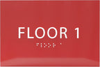 6" X4" Floor 1 Sign - ADA Compliant Tactile Graphics Grade 2 Braille Text | Wall Mount Plastic Directional Assistance, Floor Number Sign for Office, Schools, Hospitals, Apartments