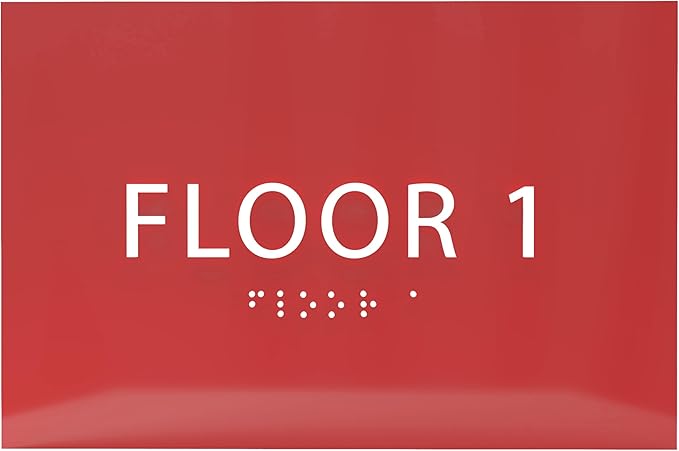 6" X4" Floor 1 Sign - ADA Compliant Tactile Graphics Grade 2 Braille Text | Wall Mount Plastic Directional Assistance, Floor Number Sign for Office, Schools, Hospitals, Apartments