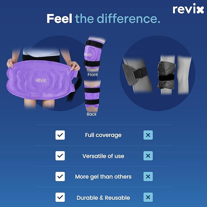 REVIX 20" XXXL Ice Pack for Knee Discomfort and Fatigue, Reusable Extra Large Cold Packs for Relaxation, Knee Replacement Surgery, Promoting Flexibility and Mobility with Cold Therapy, Purple
