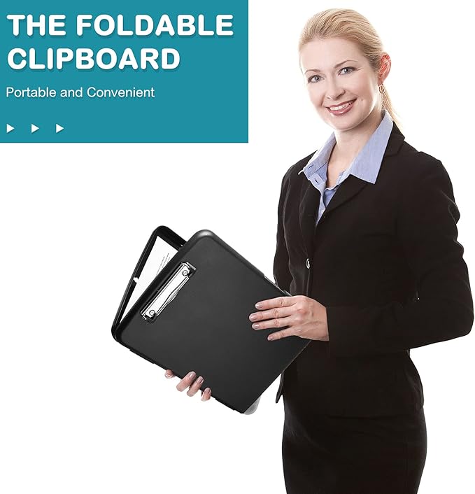 Epakh 4 Pcs Clipboard with Storage Plastic Nursing Clipboard with Pen Holder Folder Side Opening Storage with Low Profile Clip