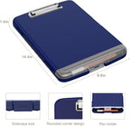 Piasoenc Clipboard with Storage, 8.5 x 11 Organization Box with Pen Holder and A4 Legal Paper Folder, Heavy Duty Plastic, Folio & Side-Opening, Low Profile Clip for Nurses, Teachers,Navy Blue