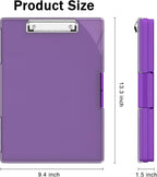 Rimilak Plastic Clipboard with Storage, Side Opening with 2 Compartment, Size 13.3 x 9.4 x 1.5 Heavy Duty High Capacity Nursing Box for Work School & Office Supplies, Dark Purple