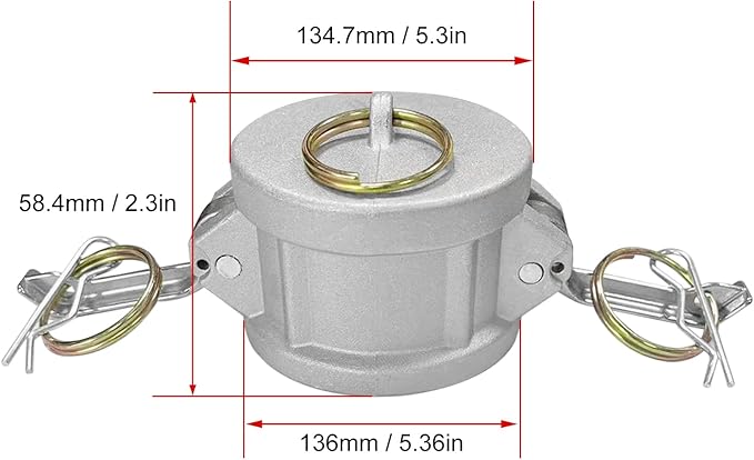 2PCS Cam and Groove Fitting, Aluminum, Type DC, 4" Dust Cap, with 2PCS Camlock Gasket Fitting (4“)