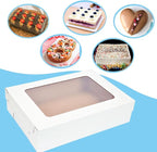 JJO 6 Pack 20x14x5 Inches Sheet Cake Box with Window Large Bakery Boxes Corrugated Rectangle Cake Boxes for 18x12 Inch Quarter Sheet Cake,Donuts,Brownie,Pastry Baking,Muffins,Cupcake