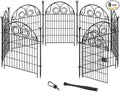 Tall Garden Animal Barrier Fence With Gate, 32 in(H)×27 in(L) 8 Panels Dog Digging Fencing Barrier, Black Metal Temporary Fence, Reusable Defense Fences For Outdoor Yard. Total 17.5 Ft│Patented