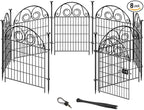 Tall Garden Animal Barrier Fence With Gate, 32 in(H)×27 in(L) 8 Panels Dog Digging Fencing Barrier, Black Metal Temporary Fence, Reusable Defense Fences For Outdoor Yard. Total 17.5 Ft│Patented