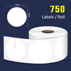 L LIKED 2" Round Direct Thermal Labels for Block, Permanent Adhesive Circle Label & Compatible with Rollo, Zebra and Other Desktop Printers (1 Roll, 750 Labels)