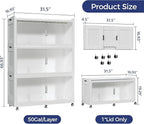 150Gal Extra Large Stackable Storage Bins with Lid, 600Qt Collapsible Storage Box with Wheels, Closet Organizers and Storage Cabinet Container for Home, Kitchen, Office, 3Pack White Clear