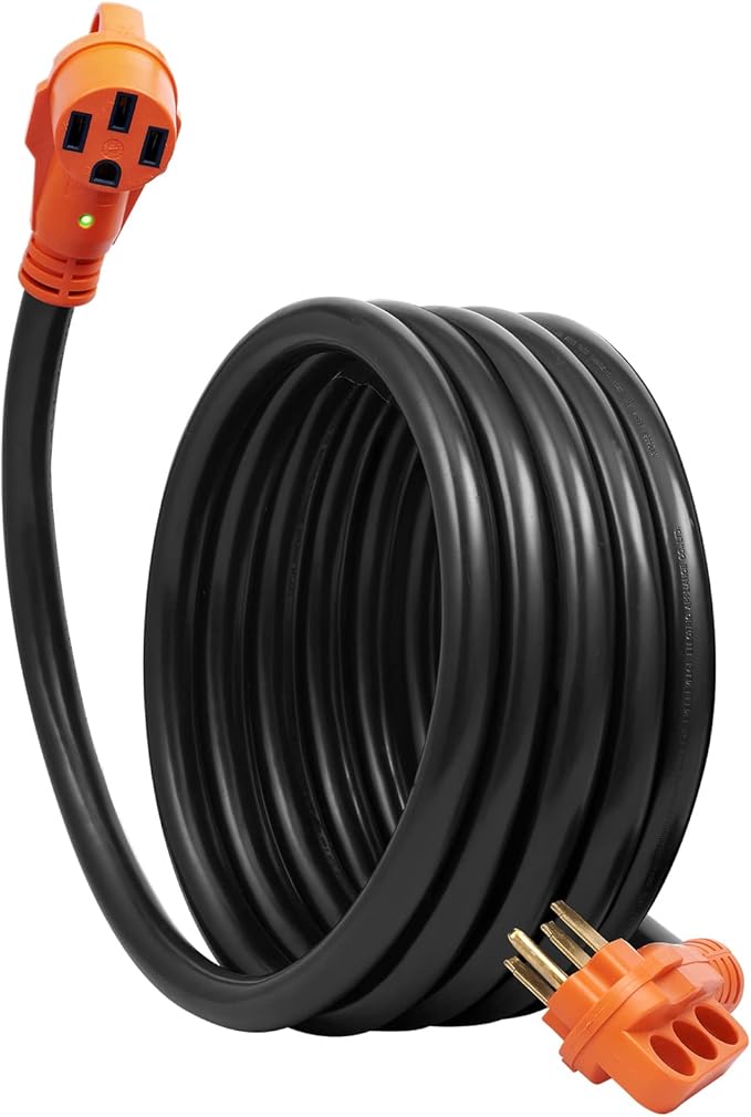 VEVOR 50 Amp RV Extension Cord, 15 ft, Heavy Duty STW 6/3+8/1 AWG RV Power Cord, NEMA 14-50R Female NEMA 14-50P Male Plug, for RVs, Generators, Campers, ETL Listed