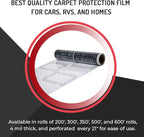 HI-TECH Clear Adhesive Car Carpet Protector Film Roll – 24" x 300' – 6mil Disposable Sticky Floor Mat Cover – Perforated Sheets – Auto Detailing, Service, Personal Use