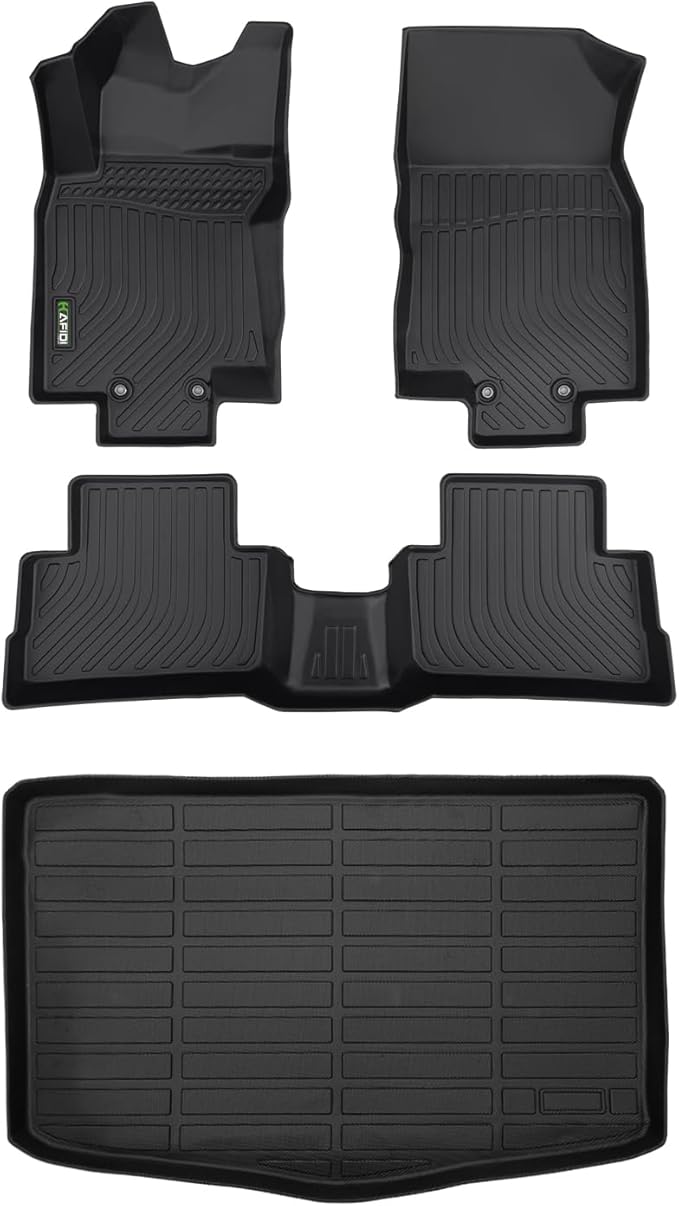 HAFIDI® Floor Mats & Cargo Liner Set Fit for 2017-2022 Nissan Rogue Sport (Cargo Liner Only Fit The Lower Deck) All Weather Protection TPE Car Full Set Floor Liners Custom Accessories - Black