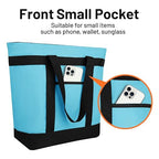 Insulated Reusable Tote Bag for Grocery Shopping for Women/Men, Pizza/Food Delivery Bag to Keep Food Cold/Hot for Commercial Food Transport, Cooler bags for Travel/Beach/Picnic, Blue