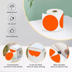 3 x 3Inch Round Color Coding Labels Circle Thermal Labels Printable Waterproof 500Pcs Round Stickers Adhesive Writable For Office,Home,Garage,DIY Sticker,Barcodes,Name Tag,Fluorescent Orange