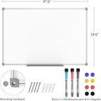 Lockways 48 x 36 Inch White Board 2 Pack | 4 x 3 Dry Erase Boards Magnetic Whiteboard for Office School and Home