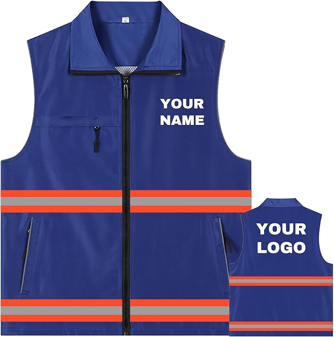 YOWESHOP Lightweight Zip-Up Safety Vest with Pockets for Outdoor Activities,Custom Logo Sleeveless Windbreaker