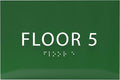 6" X4" Floor 5 Sign - ADA Compliant Tactile Graphics Grade 2 Braille Text | Wall Mount Plastic Directional Assistance, Floor Number Sign for Office, Schools, Hospitals, Apartments