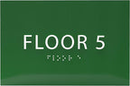 6" X4" Floor 5 Sign - ADA Compliant Tactile Graphics Grade 2 Braille Text | Wall Mount Plastic Directional Assistance, Floor Number Sign for Office, Schools, Hospitals, Apartments