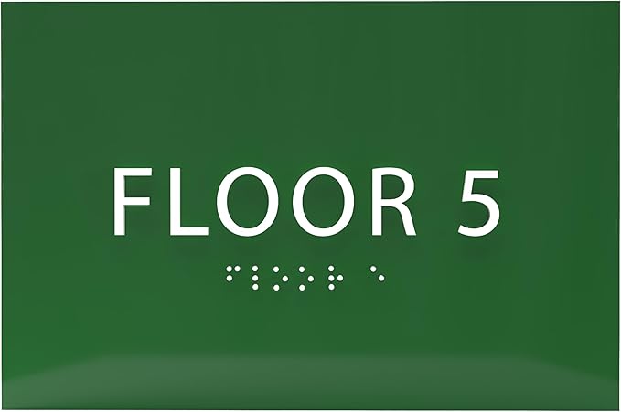 6" X4" Floor 5 Sign - ADA Compliant Tactile Graphics Grade 2 Braille Text | Wall Mount Plastic Directional Assistance, Floor Number Sign for Office, Schools, Hospitals, Apartments
