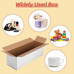 25 Pack Small Shipping Boxes 12x4x4 Inches, White Corrugated Cardboard Box for Shipping, Packing, Business, DIY