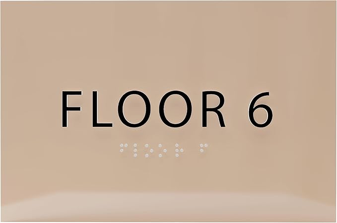 6" X4" Floor 6 Sign - ADA Compliant Tactile Graphics Grade 2 Braille Text | Wall Mount Plastic Directional Assistance, Floor Number Sign for Office, Schools, Hospitals, Apartments