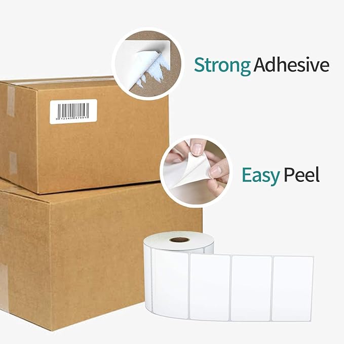 3"x2" 3-Proof Direct Thermal Barcode Shipping Labels for Zebra LP2844 GK420D GK420T ZD421 ZD420, 12 Rolls 8400 Pcs 2x3 Strong Adhesive Return Address Label Used with Rollo MUNBYN Arkscan