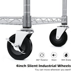 WDT 990Lbs Capacity Heavy Duty Rolling Utility Cart, NSF Rolling Carts with Wheels,Commercial Grade Metal Cart with Handle Bar & Shelf Liner,Trolley Serving Cart for Restaurant,Kitchen,Gray