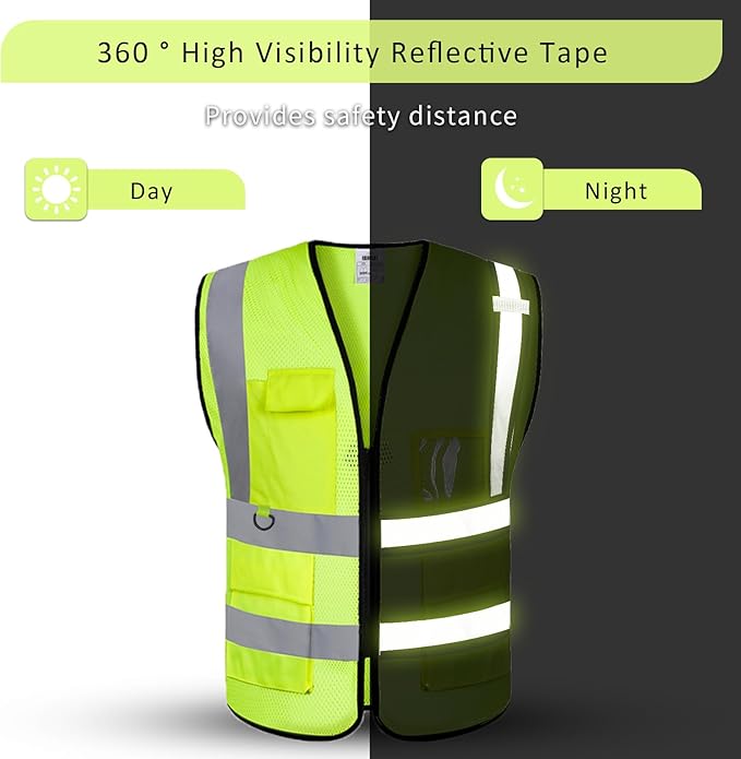 BeautyWill Custom Safety Vest Logo Class 2 High Visibility Reflevtive Vest Outdoor Protective Workwear